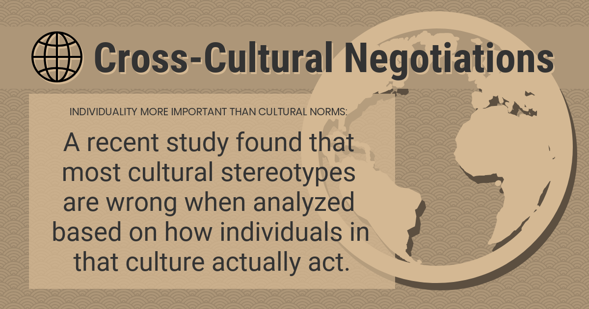 Cross Cultural Negotiations: Individual More Important that Cultural Steriotypes